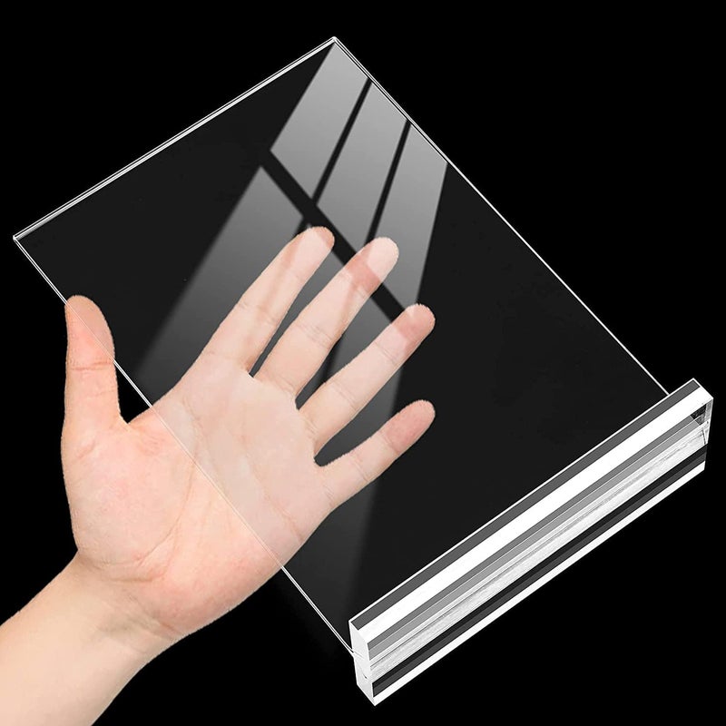 KOOLDE Acrylic Sign Holder 8.5x11 Inches 2 Pack T Shape Desktop Display Stand Vertical Double Sided Clear Table Menu Flyer Holder for Restaurants, Office, Shop, Wedding - Image 3