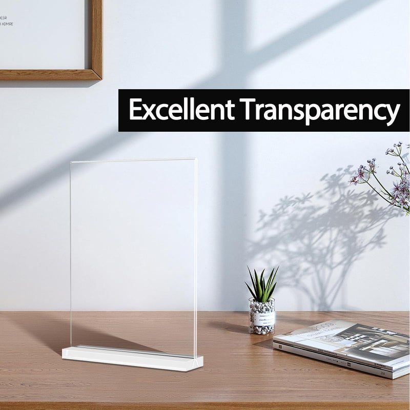 KOOLDE Acrylic Sign Holder 8.5x11 Inches 2 Pack T Shape Desktop Display Stand Vertical Double Sided Clear Table Menu Flyer Holder for Restaurants, Office, Shop, Wedding - Image 2