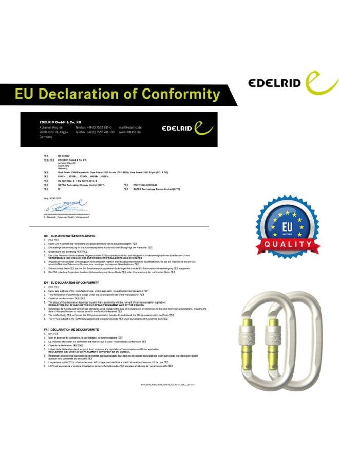 EDELRID EDELRID Oval Power 2400 Screw Locking Carabiner  (Silver) - Image 3