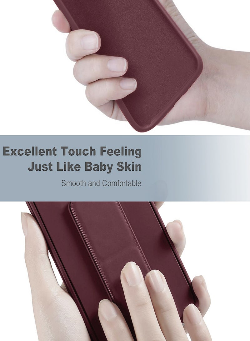 Wtech Huawei Pura 80 Ultra 5G 2025 Hand Grip Foldable Magnetic Kickstand Wrist Strap Finger Grip with Built-in Iron Case Cover (MCGHSN) - Maroon - Image 4