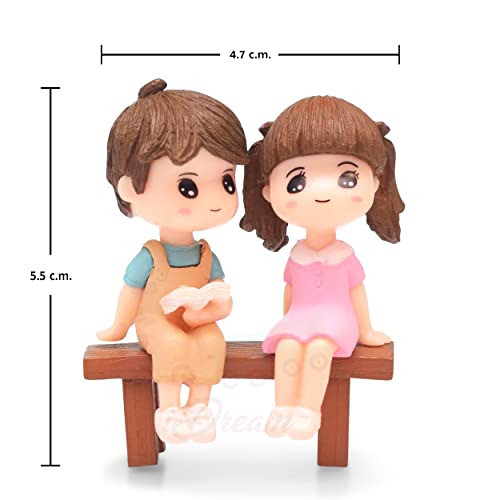 iDream Romantic Couple Relaxing on Bench Showpiece – Miniature Love Figurine for Home Decor, Gift for Valentine, Anniversary & Birthday (Blue & Yellow) - Image 2