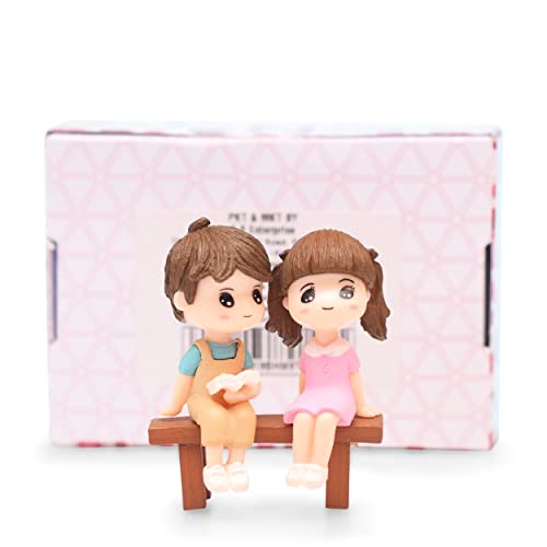 iDream Romantic Couple Relaxing on Bench Showpiece – Miniature Love Figurine for Home Decor, Gift for Valentine, Anniversary & Birthday (Blue & Yellow) - Image 3