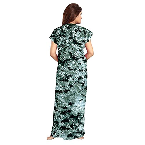 NEGLIGEE Women's Cotton Printed Maxi Length Nighty (Cotton Maxi_Green_Free Size) - Image 2