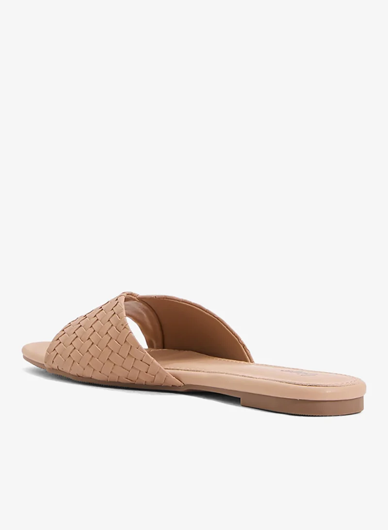 Ginger Raffia Textured Flat Sandals