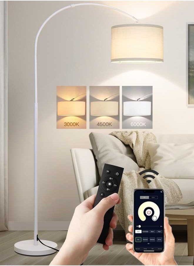 Tiokkss - Floor Lamp with Remote Control & App, Modern Floor Lamp with Bulb,Tall Lamp for Living Room with Hanging Drum Shade and Weighted Base White Switching Light Iron Material 12 watt 96-240 V 73x11 inch - Image 1