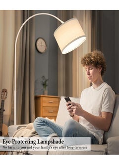 Tiokkss Floor Lamp with Remote Control, Modern Floor Lamp with Bulb,Tall Lamp for Living Room with Hanging Drum Shade and Weighted Base White Switching Light Iron Material 12 watt 96-240 V 73x11 inch  - Image 5