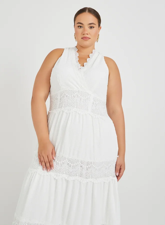 Styli Lace Trimmed Maxi Dress