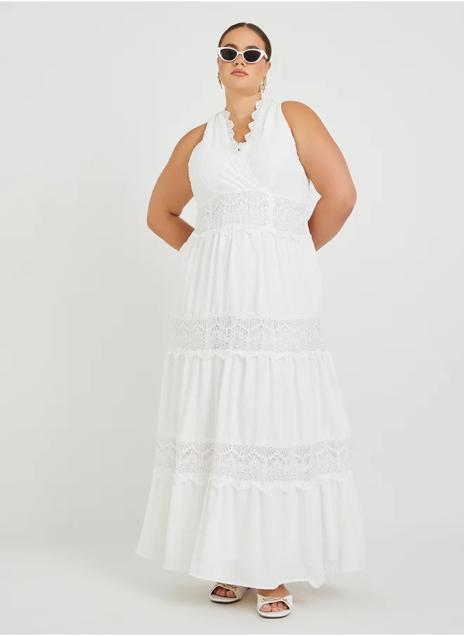 ستايلي Plus Size Sleeveless A-Line Maxi Dress