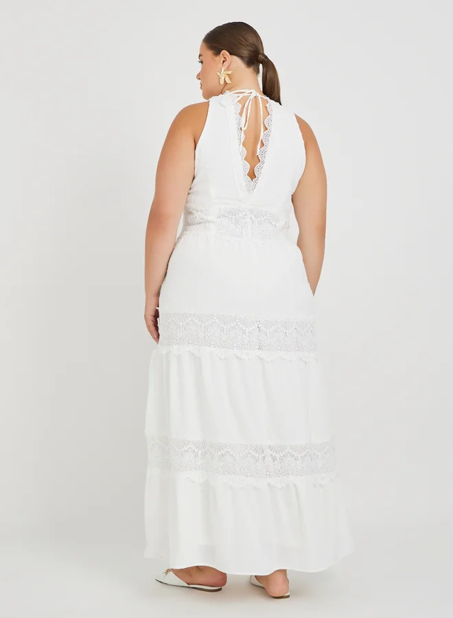 Styli Lace Trimmed Maxi Dress