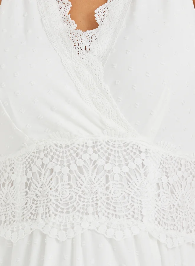 Styli Lace Trimmed Maxi Dress