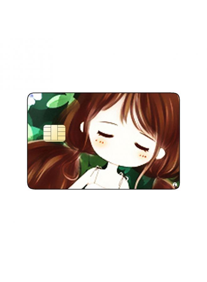 RKN PRINTED BANK CARD STICKER Cute Girl Drawing With Tree Leaves - Image 2