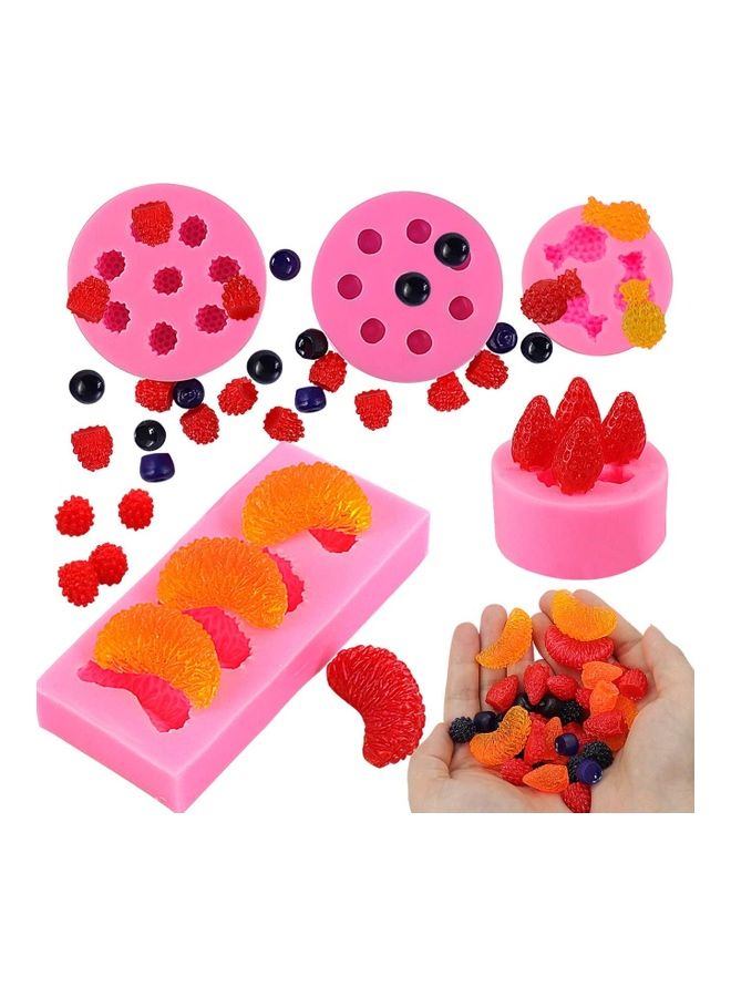 XiuWoo 5-Piece Fruit Shaped Jelly Mold Pink 11.1 x 5, 5x 2.4, 7.4, 7.2, 4.7cm - Image 1