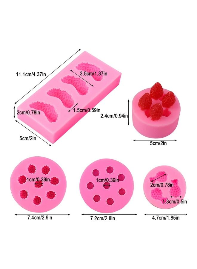 XiuWoo 5-Piece Fruit Shaped Jelly Mold Pink 11.1 x 5, 5x 2.4, 7.4, 7.2, 4.7cm - Image 2