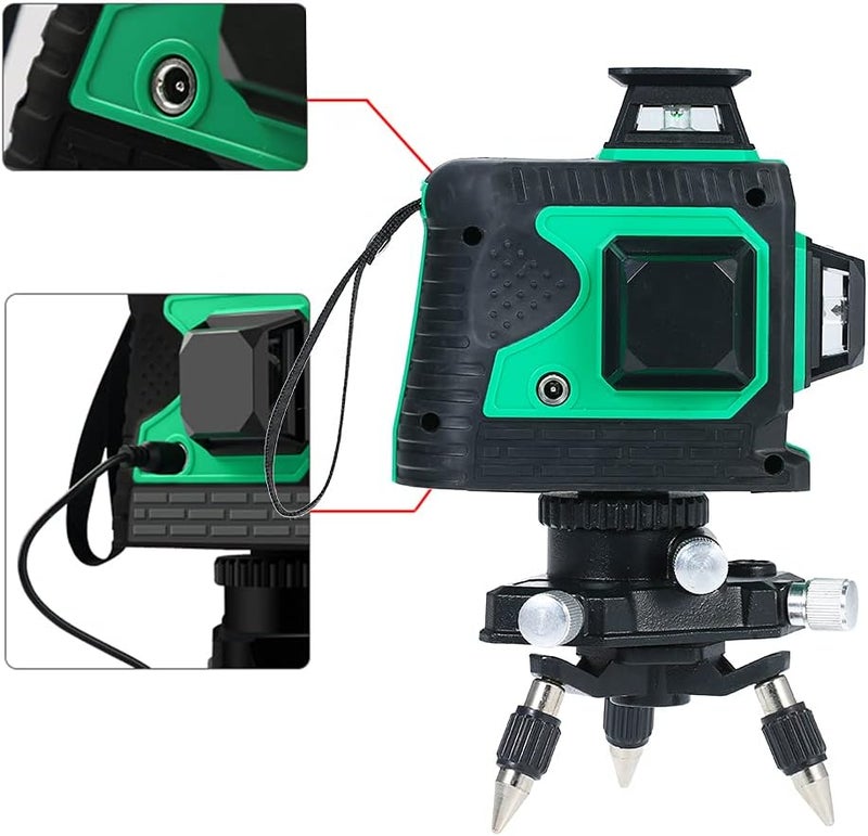 SHOWAY Green Laser Beam Level Meter Touch Control Laser Level Professional Line Laser 12-Line Green Light Self-Leveling Laser Level Meter Cross Line Laser Laser Leveler With Pivoting Base (LM820GD) - Image 4