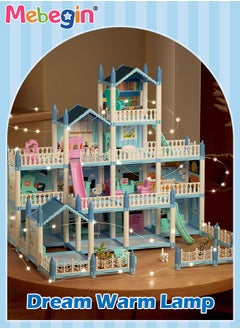 MEBEGIN Dreamhouse Set with 4 Dolls, Rich Accessories and Furniture, Luxury Dollhouse with 14 Rooms and 4 Terraces, DIY Villa Building Toys, Educational House-building Set, Made of BPA-free, Non-toxic ABS Plastic, Easy to Install, Creative Gift for Kids  - Image 5