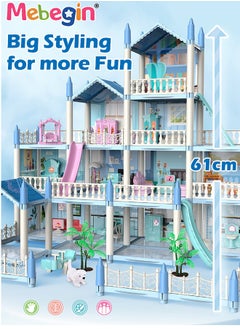 MEBEGIN Dreamhouse Set with 4 Dolls, Rich Accessories and Furniture, Luxury Dollhouse with 14 Rooms and 4 Terraces, DIY Villa Building Toys, Educational House-building Set, Made of BPA-free, Non-toxic ABS Plastic, Easy to Install, Creative Gift for Kids  - Image 4