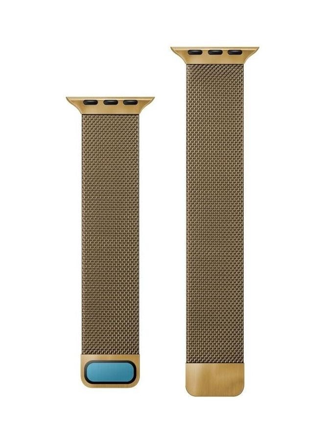 NIBEMINENT - Double Section Milanese Replacement Watchband For Apple Watch Series 7 41mm/6 & SE 5 4 40mm/3 2 1 38mm Gold - Image 1