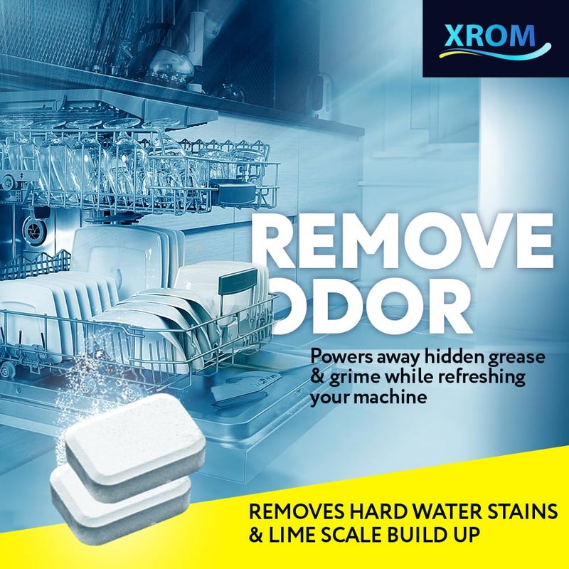 XROM Dishwasher Cleaner Tablets, Plant Based, Deep Clean And Descale, Removes Odors, Removes Hard Water Stains, Powerful Descaling, 6 Treatments (Lemon Scent) - Image 2