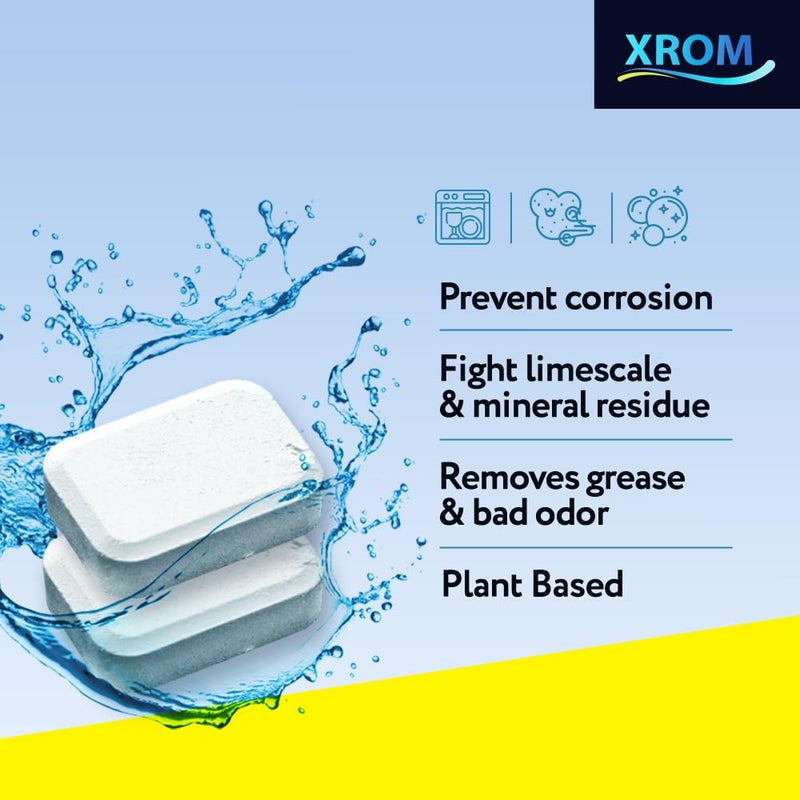 XROM Dishwasher Cleaner Tablets, Plant Based, Deep Clean And Descale, Removes Odors, Removes Hard Water Stains, Powerful Descaling, 6 Treatments (Lemon Scent) - Image 4