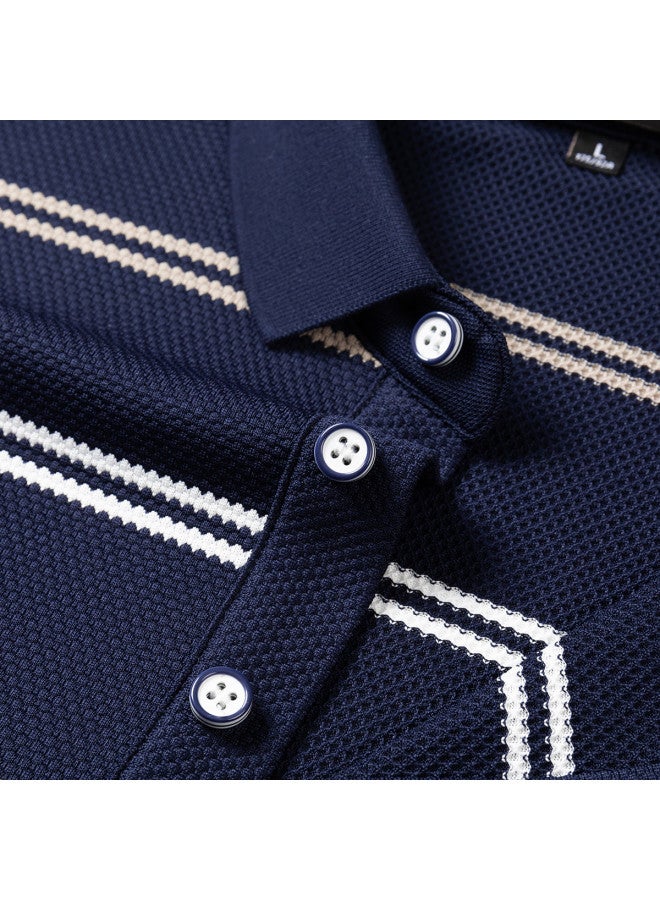 Tucano men's Long Sleeve Striped Polo Shirt - Versatile, Comfortable Business Casual Wear For Dad - Image 5