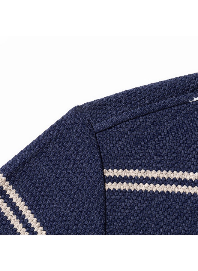 Tucano men's Long Sleeve Striped Polo Shirt - Versatile, Comfortable Business Casual Wear For Dad - Image 4