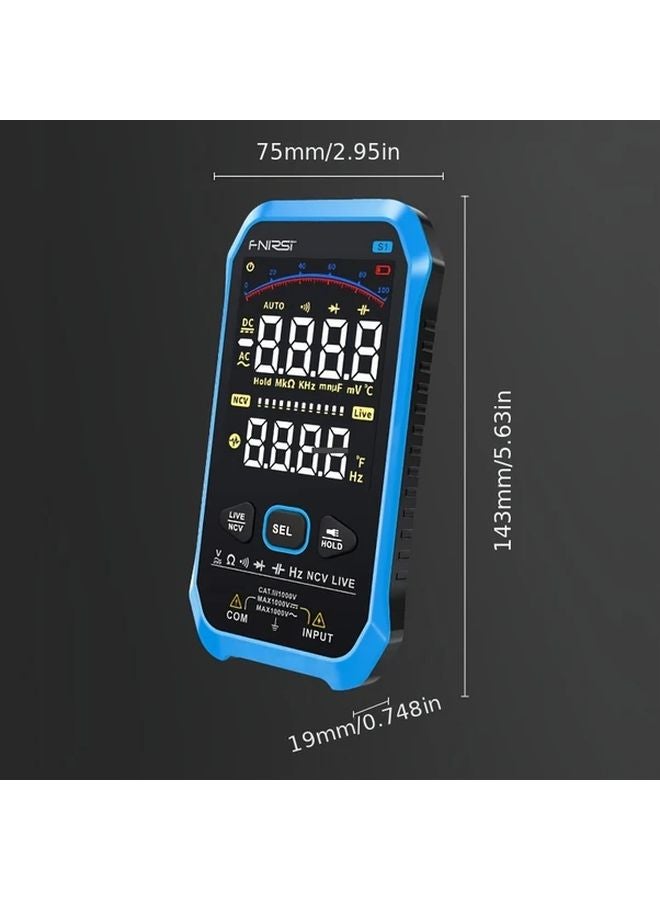 S1 مقياس متعدد رقمي ذكي 9999 شاشة عد لقياس الجهد المتردد والمستمر والمقاومة والسعة والدايود وتردد NCV بشاشة ملونة - Image 3