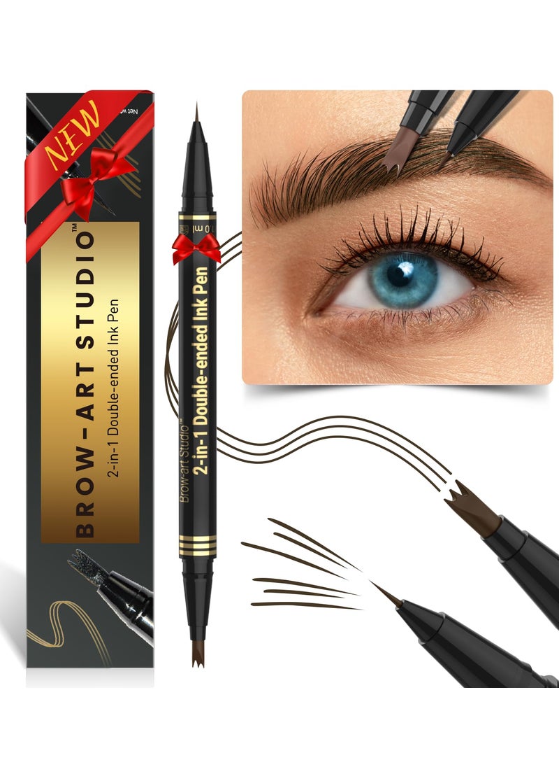 iMethod - iMethod Microblading Eyebrow Pencil - Brow Pencil 2-in-1 Dual-Ended Eyebrow Pen with 3-Prong Micro-Fork-Tip Applicator and Precise Brush-Tip Creates Natural-Looking Brows, Stay on All Day, Black Brown - Image 1