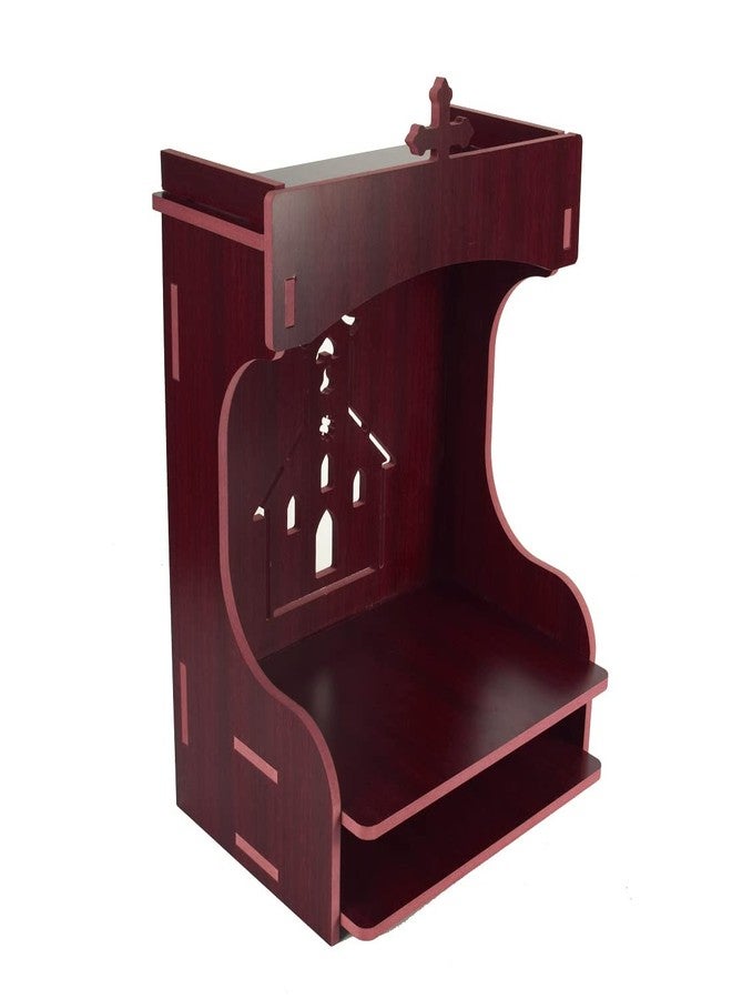 nexat Wooden Christian Design Big Temple|Wooden God Temple|Mandir for Pooja Home|Engineered Wood Home Temple|Pooja Ghar|21x29x43CM| (Maroon) - Image 3