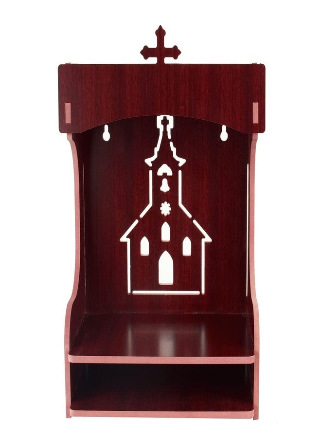 nexat Wooden Christian Design Big Temple|Wooden God Temple|Mandir for Pooja Home|Engineered Wood Home Temple|Pooja Ghar|21x29x43CM| (Maroon) - Image 2