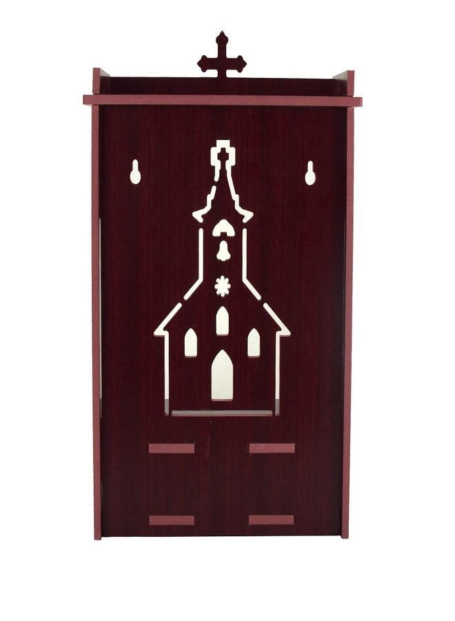 nexat Wooden Christian Design Big Temple|Wooden God Temple|Mandir for Pooja Home|Engineered Wood Home Temple|Pooja Ghar|21x29x43CM| (Maroon) - Image 5