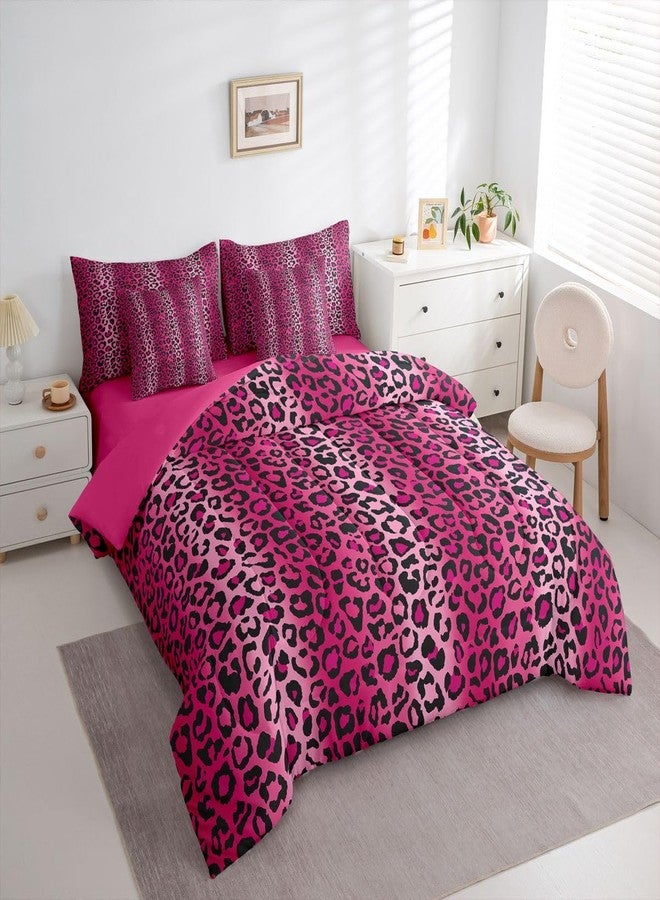 Feelyou Leopard Print Bed in a Bag Women Cheetah Print 7 PCS Comforter Set & Sheets Kids Girls Pink Red Black Sexy Luxury 7 PCS Bed in a Bag Set Africa Animal Wildlife Comforter Set & Sheets Full Size - Image 3