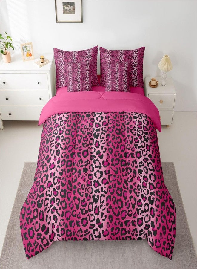 Feelyou Leopard Print Bed in a Bag Women Cheetah Print 7 PCS Comforter Set & Sheets Kids Girls Pink Red Black Sexy Luxury 7 PCS Bed in a Bag Set Africa Animal Wildlife Comforter Set & Sheets Full Size - Image 2