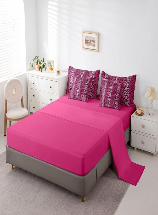 Feelyou Leopard Print Bed in a Bag Women Cheetah Print 7 PCS Comforter Set & Sheets Kids Girls Pink Red Black Sexy Luxury 7 PCS Bed in a Bag Set Africa Animal Wildlife Comforter Set & Sheets Full Size - Image 4