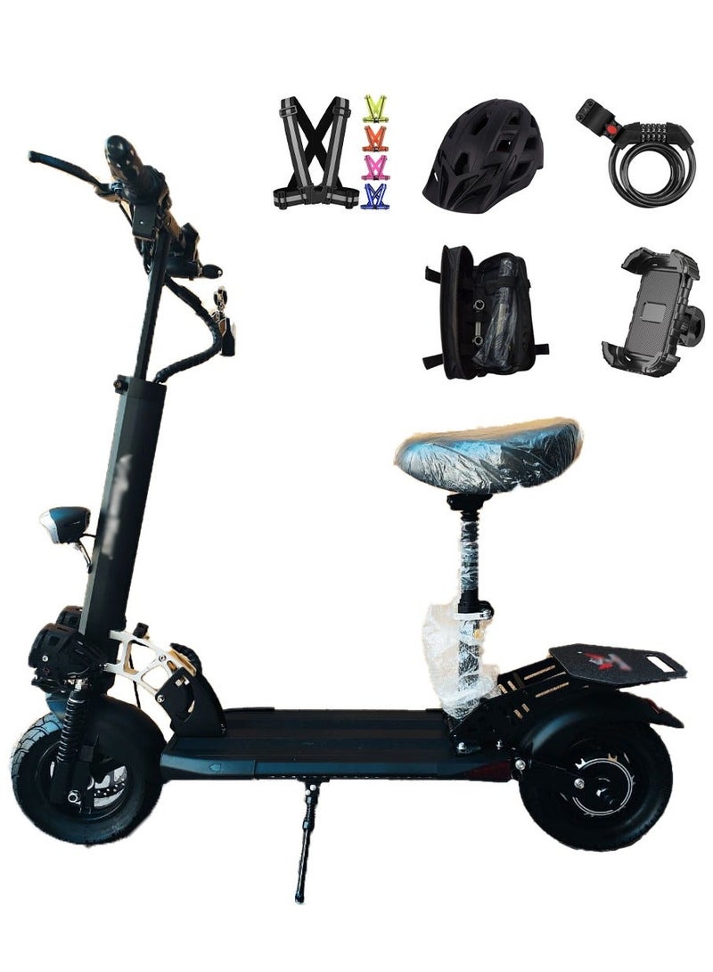 ROHAN WINGS Electric Scooter for Adults KT4A Black,New model, Powerful and Durable Motor, 30km range with powerful 48V 13AH Battery, Excellent Speed, Bluetooth Speaker, Seat with free accessories Helmet, Safety Belt, Mobile Holder, Pump, Tool Kit and Lock. - Image 2