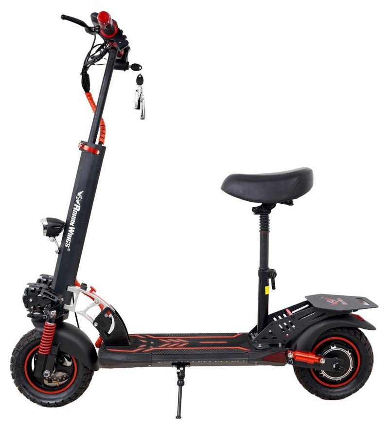ROHAN WINGS Electric Scooter for Adults KT4A Black,New model, Powerful and Durable Motor, 30km range with powerful 48V 13AH Battery, Excellent Speed, Bluetooth Speaker, Seat with free accessories Helmet, Safety Belt, Mobile Holder, Pump, Tool Kit and Lock. - Image 1