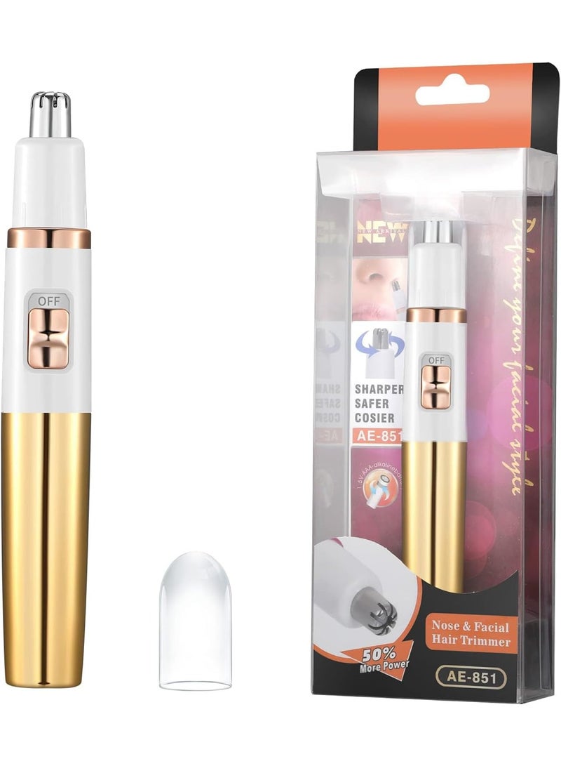 SOLARAE مقص شعر الأنف، مقص شعر الأذن والأنف بدون ألم للسيدات، مقص شعر الأنف المقاوم للماء، مقص شعر الحواجب والأذن (ذهبي) - Image 1