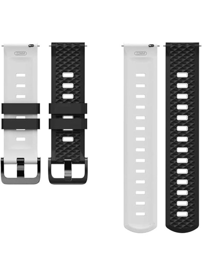 ECO Universal 22mm Silicone Watch Strap, Quick Release Watch Straps for Men and Women, Skin-friendly, Soft, Replacement Strap for 22mm Compatible with Amazfit/Huawei/MI/Fossil/samsung (Black White) - Image 2
