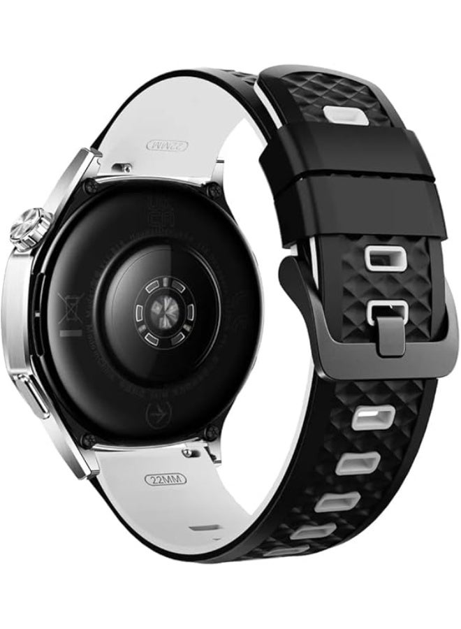 ECO Universal 22mm Silicone Watch Strap, Quick Release Watch Straps for Men and Women, Skin-friendly, Soft, Replacement Strap for 22mm Compatible with Amazfit/Huawei/MI/Fossil/samsung (Black White) - Image 1