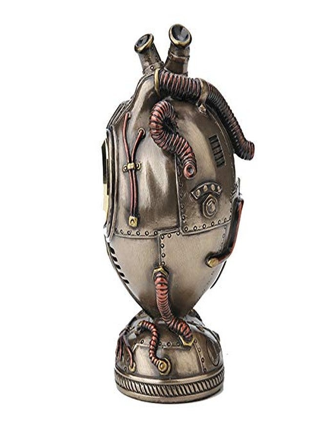 فيرونيز ديزاين ساعة قلب ستيمبانك من تصميم فيرونيز، مقاس 4.5 بوصة، مصنوعة من الراتنج المصبوب على البارد، بلمسة نهائية برونزية عتيقة، قطعة ديكور منزلي - Image 4