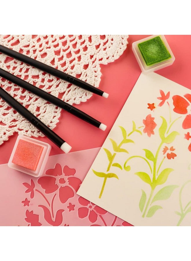 CYFUN DESIGN 12Pack Mini Detailed Blending Brushes For Card Making Crafting Ink Blending Brushes Set Background Brush For Blender Paper Crafter 8Mm/6Mm/4Mm Angled/Flat Brush Heads Brushes For Diy Scrapbooking - Image 4