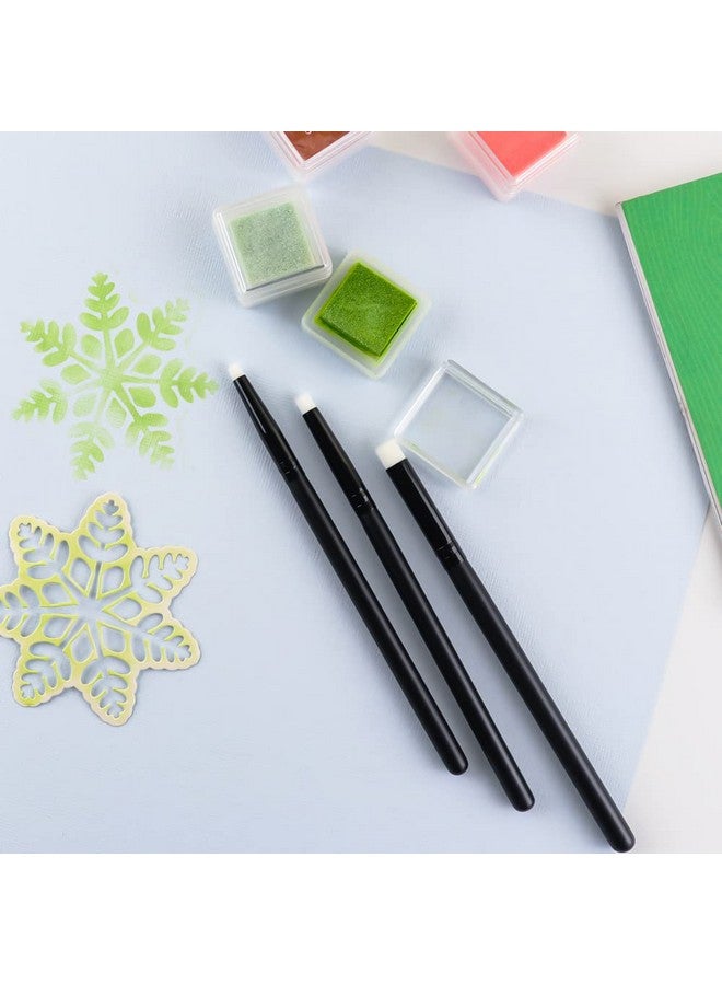 CYFUN DESIGN 12Pack Mini Detailed Blending Brushes For Card Making Crafting Ink Blending Brushes Set Background Brush For Blender Paper Crafter 8Mm/6Mm/4Mm Angled/Flat Brush Heads Brushes For Diy Scrapbooking - Image 5