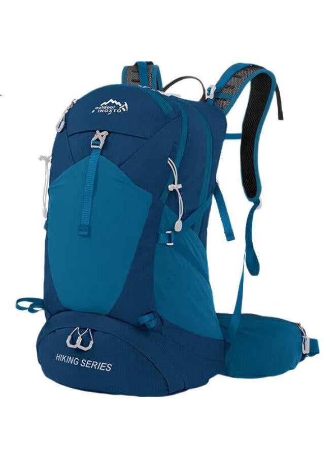 INOXTO 35L Large Capacity Breathable Water-Resistant Hiking Backpack, Outdoor Cycling Bag With Shoe Compartment, Model 8107, Navy Blue - Image 2