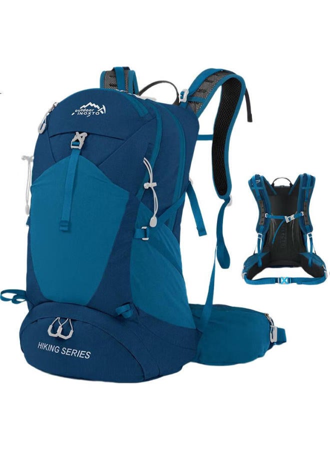 INOXTO 35L Large Capacity Breathable Water-Resistant Hiking Backpack, Outdoor Cycling Bag With Shoe Compartment, Model 8107, Navy Blue - Image 3