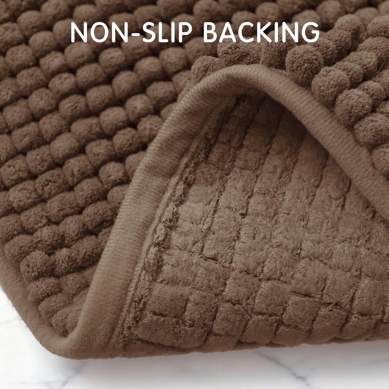 subrtex Bathroom Rugs, 24" x 60" Chenille Bath Rug Soft Short Plush Bath Mat Soft Shower Mat Water Absorbent Shower Mat Quick Dry Machine Washable, Brown - Image 5