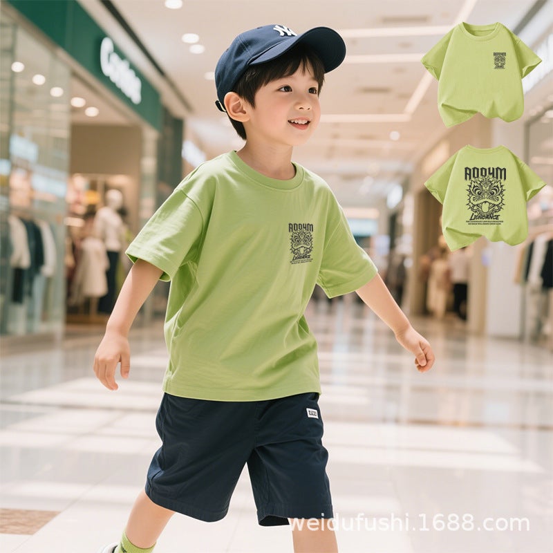 Boys Summer T-Shirt New Children'S Wear T-Shirt Men'S Treasure Casual Loose Western Style All-Match Top Small And Medium Children'S Wear Short Sleeve 8 - Image 2