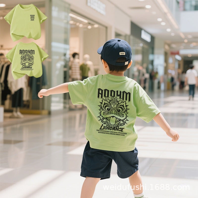 Boys Summer T-Shirt New Children'S Wear T-Shirt Men'S Treasure Casual Loose Western Style All-Match Top Small And Medium Children'S Wear Short Sleeve 8 - Image 3