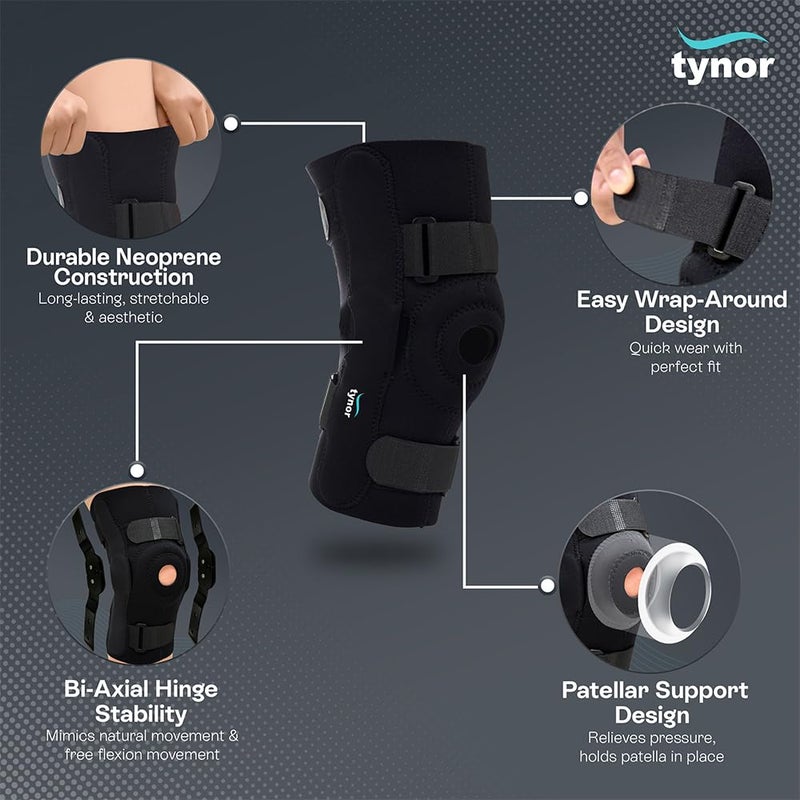 Tynor Knee Wrap Hinged (Neo), Black, XL, 1 Unit - Image 3