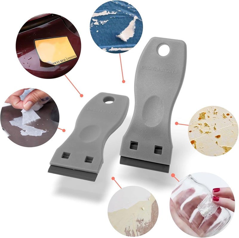 FOSHIO 2PCS Plastic Razor Blade Scraper Tool and 100PCS Plastic Blades for Gasket Remover, Sticker Remover, Labels Decal and Adhesive Remover for Windows and Glass (Grey) - Image 5