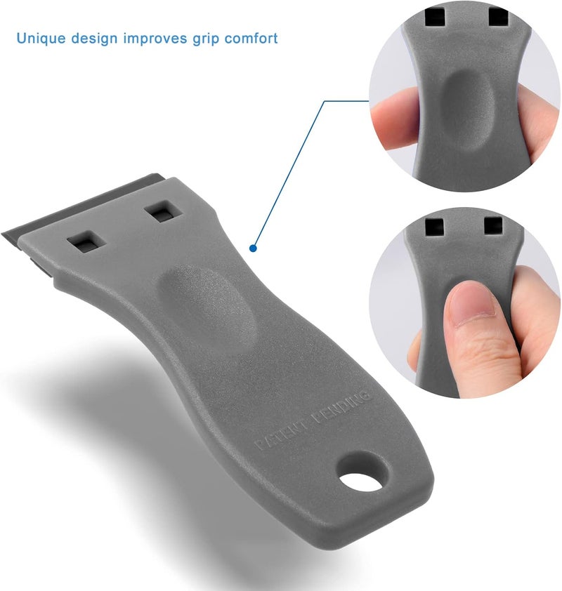 FOSHIO 2PCS Plastic Razor Blade Scraper Tool and 100PCS Plastic Blades for Gasket Remover, Sticker Remover, Labels Decal and Adhesive Remover for Windows and Glass (Grey) - Image 4