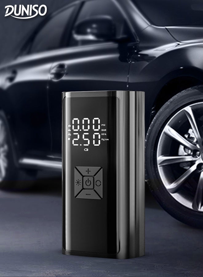 DUNISO Digital Car Tyre Inflator Air Compressor Wireless and Wired Dual-use Model Portable Electric Fast Inflation Pump with LCD Dual Screen Intelligent Automatic Stop Handheld Inflation Pump for Cars Bikes Motorcycles and Balls - Image 1